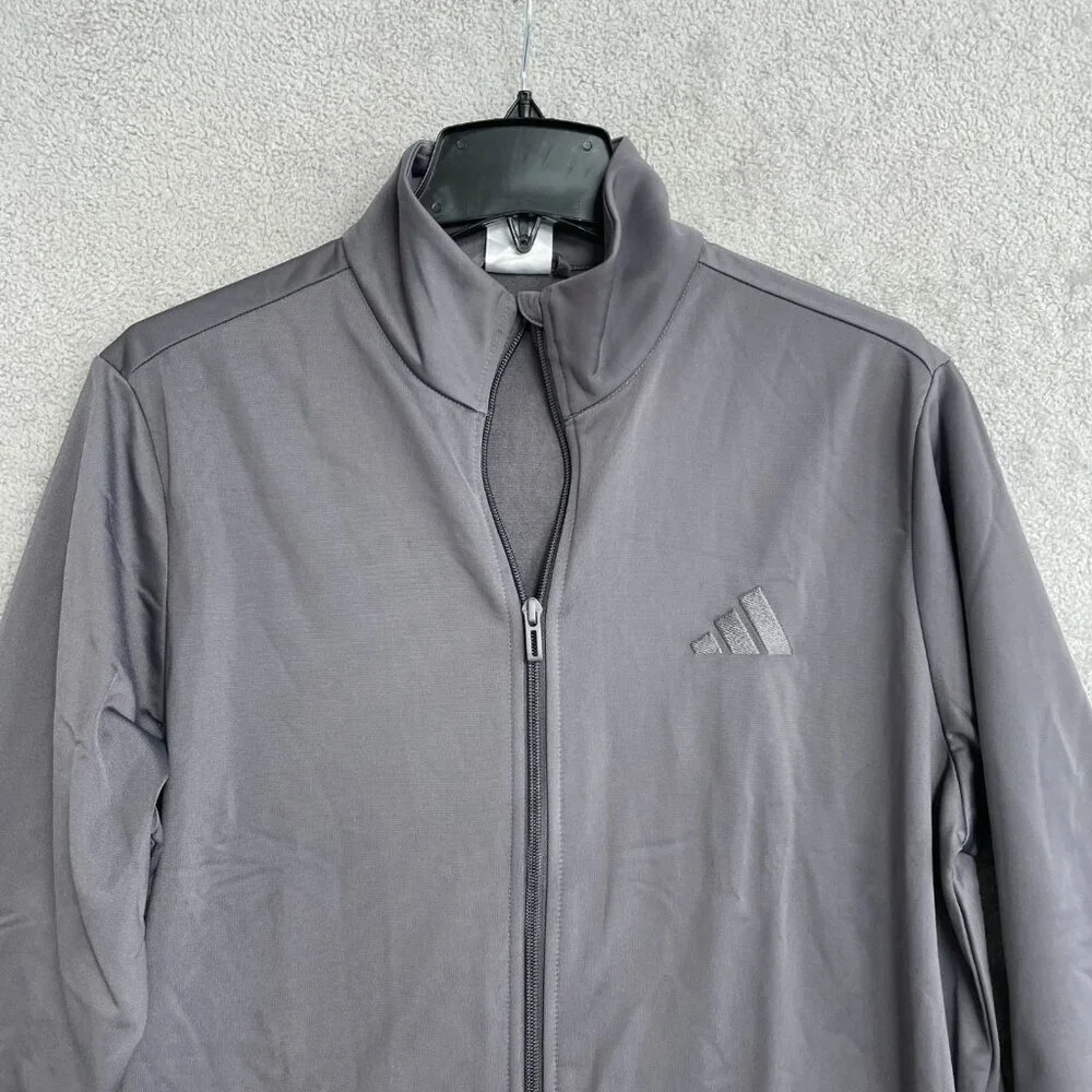 Adidas Men's M Full-Zip Gray/ Purple Long Sleeve Track Jacket  i1778